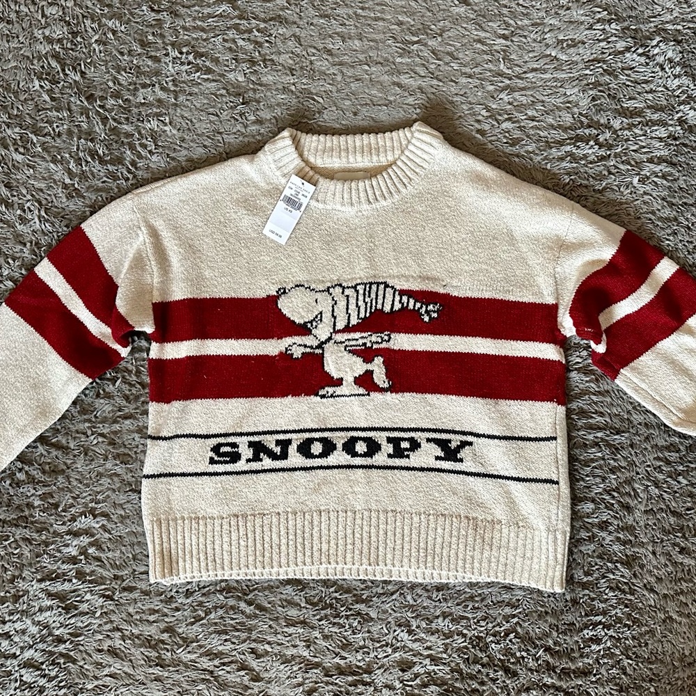 XS American Eagle cropped Snoopy holiday sweater (never worn, tags still on)